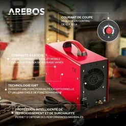 AREBOS Poste à Souder TIG | WIG 180HF Ignition Onduleur | 10-180A | Faible Émission De Fumée - Rouge -Soudure à l'arc Sales Store 10315989 3
