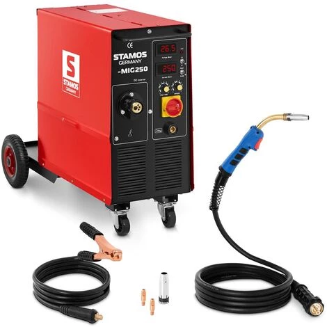 STAMOS Poste A Souder Mig Mag Alu Soudage Soudure Semi-Auto Au Fil Pro Avec Gaz 250A - Blanc 1 STAMOS Poste A Souder Mig Mag Alu Soudage Soudure Semi-Auto Au Fil Pro Avec Gaz 250A - Blanc