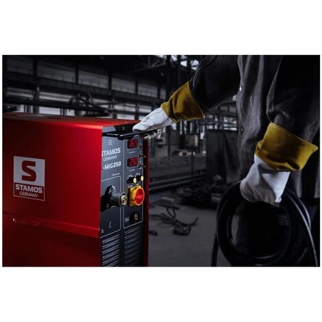 STAMOS Poste A Souder Mig Mag Alu Soudage Soudure Semi-Auto Au Fil Pro Avec Gaz 250A - Blanc 4 STAMOS Poste A Souder Mig Mag Alu Soudage Soudure Semi-Auto Au Fil Pro Avec Gaz 250A - Blanc – Image 4