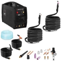 STAMOS Poste A Souder Poste Combine Tig Plasma Mma Soudure Soudage 230 V 8 M 180 A Pro - Noir