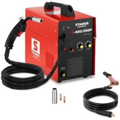 STAMOS Poste A Souder Mig Mag Soudage Soudure Semi-Auto A Fil Pro Semi-Automatique 250A - Rouge