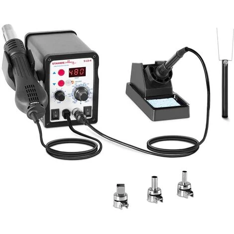 STAMOS Station De Soudage Dessoudage LED SMD CMS Kit Fer À Souder 60w + Air Chaud 650W - Noir 1 STAMOS Station De Soudage Dessoudage LED SMD CMS Kit Fer À Souder 60w + Air Chaud 650W - Noir