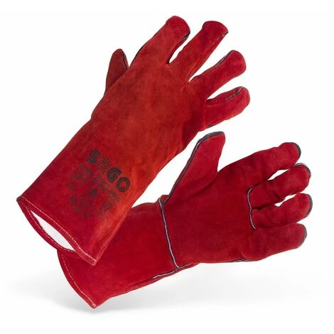 STAMOS Gants De Soudeur Gants De Travail Cuir Gants De Protection Type A / B Gr.10 / Xl - Argent, Rouge 1 STAMOS Gants De Soudeur Gants De Travail Cuir Gants De Protection Type A / B Gr.10 / Xl - Argent, Rouge