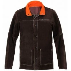 Veste De Survêtement Stamos 'Xxl' Veste De Soudeur En Peau De Vache Véritable - Vert Kaki Foncé, Orange Fluo -Soudure à l'arc Sales Store 13940893 3