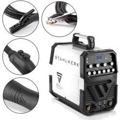 STAHLWERK AC/DC TIG 200 Puls ST, Nombreux Paramètres De Soudage Réglables, ALU & Tôle Mince Adaptée, Garantie 7 Ans