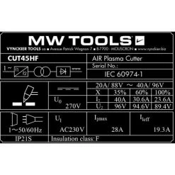 Découpeur Plasma Portable 45 A MW-Tools CUT45HF -Soudure à l'arc Sales Store 1688972 5