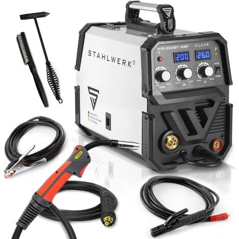 STAHLWERK MIG MAG 200 ST IGBT - Poste à Souder Au Gaz De Protection MIG MAG Avec 200 Ampères, Fil Fourré FLUX Adapté,fonction Soudage MMA, Garantie* De 7 Ans 1 STAHLWERK MIG MAG 200 ST IGBT - Poste à Souder Au Gaz De Protection MIG MAG Avec 200 Ampères, Fil Fourré FLUX Adapté,fonction Soudage MMA, Garantie* De 7 Ans