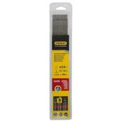 STANLEY 460725 Lot De 11 électrodes Rutiles Acier - Ø 2,5 Mm - L 350 Mm - Baguettes De Soudure
