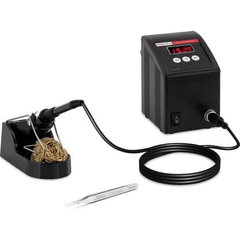 STAMOS Station De Soudage Dessoudage LED Numérique ESD Fer À Souder Support Éponge 100W - Noir, Blanc 1 STAMOS Station De Soudage Dessoudage LED Numérique ESD Fer À Souder Support Éponge 100W - Noir, Blanc