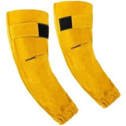 STAMOS Paire De Manchettes En Cuir Croûte Velcro Soudeur Professionnel Manchette 48cm - Noir, Argent, Jaune