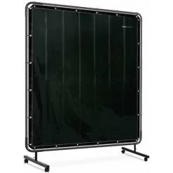 STAMOS Rideau De Soudure Avec Cadre Bâche Ignifuge En Vinyle Rideau Protection 1,7x1,7m - Noir