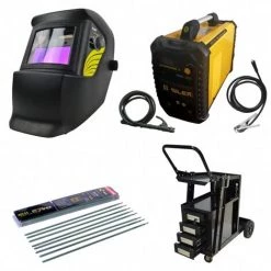 Pack Poste à Souder MMA IGBT/inverter 200A + Cagoule 100KNO +chariot 4 Tiroirs + 50 électrodes Silex ®