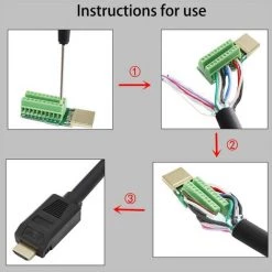 Connecteur HDMI Mâle Avec Plaque De Soudage Adaptateur De Prise Vers Bloc Bornier Connecteur De Soudure Sans Rupture Avec Coque En Plastique Macaron -Soudure à l'arc Sales Store 53106883 5