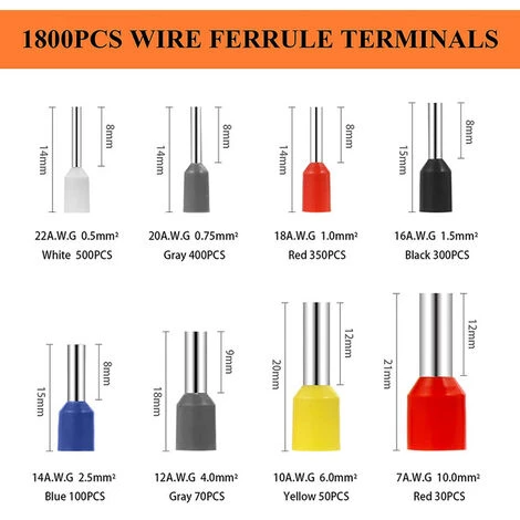 Boîtes à Bornes Sertir Isolées Embouts De Câblage Câble De Cosses Pour Pince Électricien Macaron 2 Boîtes à Bornes Sertir Isolées Embouts De Câblage Câble De Cosses Pour Pince Électricien Macaron – Image 2