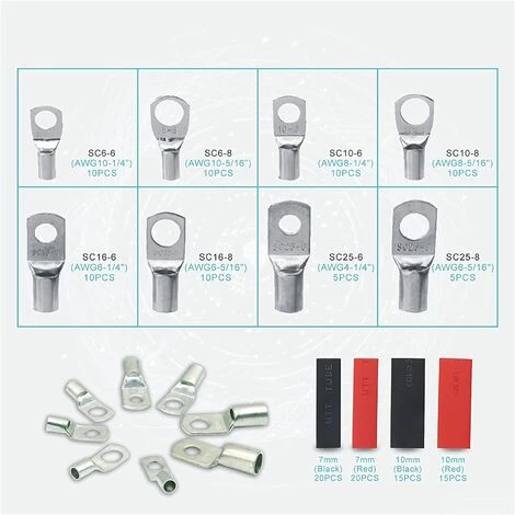 Cosses De Câble En Cuivre étamé, Cosses De Câble, Connecteurs à Sertir, 140 Pièces Cosses à Anneau Pour Gaine Thermorétractable Macaron 2 Cosses De Câble En Cuivre étamé, Cosses De Câble, Connecteurs à Sertir, 140 Pièces Cosses à Anneau Pour Gaine Thermorétractable Macaron – Image 2