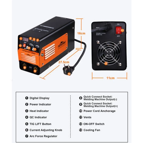JMAX Topshak TS-EM3 Poste à Souder Inverter Station De Soudage TIG Soudage à électrodes Machine à Souder 5 JMAX Topshak TS-EM3 Poste à Souder Inverter Station De Soudage TIG Soudage à électrodes Machine à Souder – Image 5