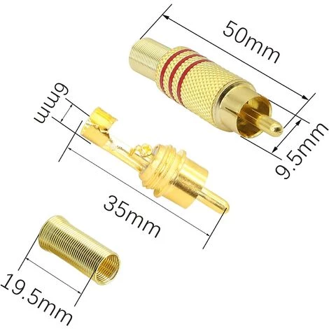 MACARON Fiche Audio RCA, AV Stéréo Mâle Or Plaqué Avec Ressort Coaxiale Audio Sans Soudure Adaptateur Pour Transfert Entre Les Interfaces De Matériel Audio (4-Pack)LO-Ron 2 MACARON Fiche Audio RCA, AV Stéréo Mâle Or Plaqué Avec Ressort Coaxiale Audio Sans Soudure Adaptateur Pour Transfert Entre Les Interfaces De Matériel Audio (4-Pack)LO-Ron – Image 2