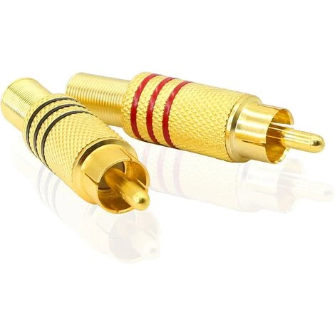 MACARON Fiche Audio RCA, AV Stéréo Mâle Or Plaqué Avec Ressort Coaxiale Audio Sans Soudure Adaptateur Pour Transfert Entre Les Interfaces De Matériel Audio (4-Pack)LO-Ron 4 MACARON Fiche Audio RCA, AV Stéréo Mâle Or Plaqué Avec Ressort Coaxiale Audio Sans Soudure Adaptateur Pour Transfert Entre Les Interfaces De Matériel Audio (4-Pack)LO-Ron – Image 4